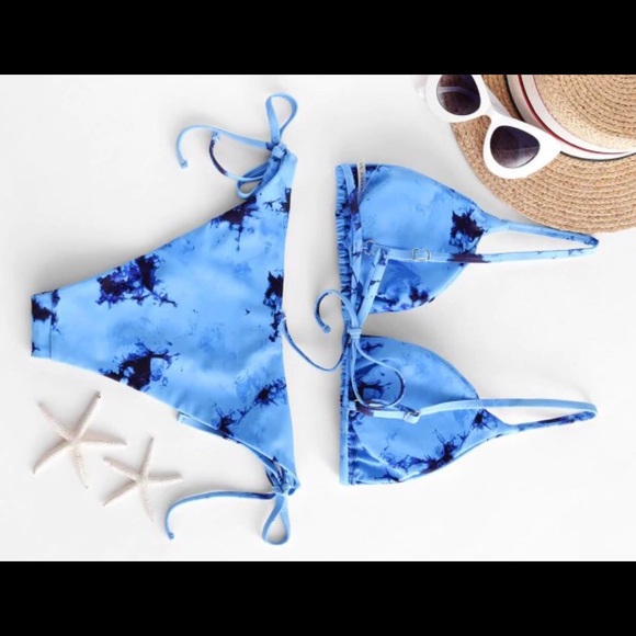 ZAFUL Tie Dye String Bikini Swimsuit DAY SKY BLUE - Picture 2 of 5